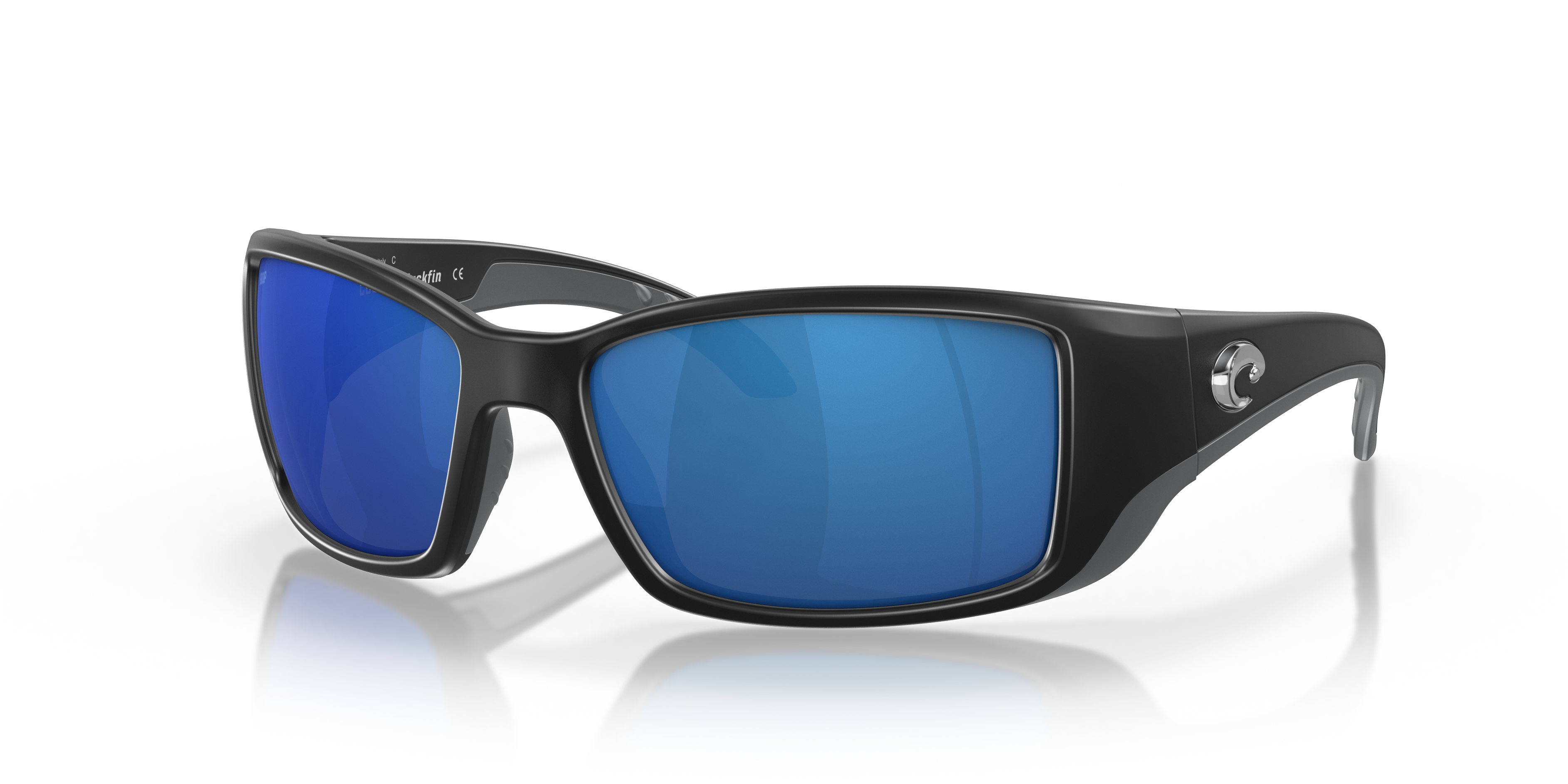 Blue Mirror 580 Plastic Lens Black Costa Del Mar Blackfin Sunglasses